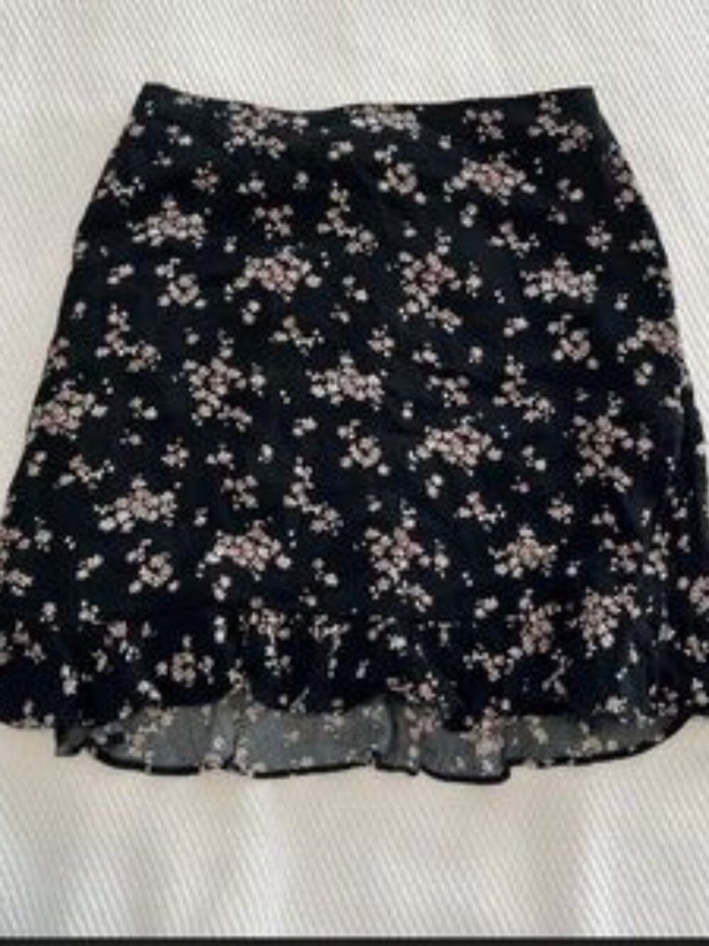 Black Mini Skirt with Pink Floral Print